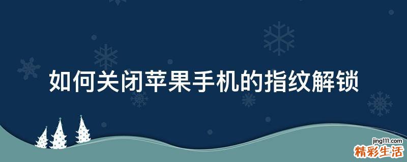 如何关闭苹果手机的指纹解锁