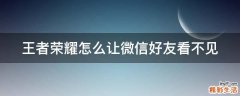 王者荣耀怎么让微信好友看不见