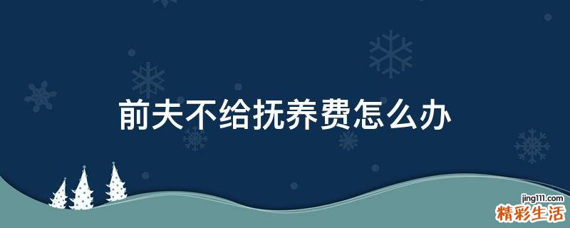 前夫不给抚养费怎么办