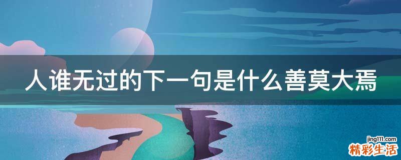 人谁无过的下一句是什么善莫大焉