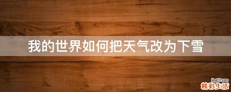 我的世界如何把天气改为下雪