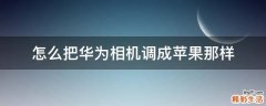 怎么把华为相机调成苹果那样