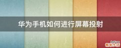 华为手机如何进行屏幕投射