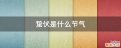 蛰伏是什么节气