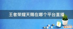 王者荣耀天赐在哪个平台直播