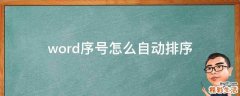word序号怎么自动排序