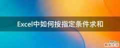 Excel中如何按指定条件求和