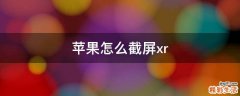苹果怎么截屏xr