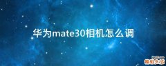 华为mate30相机怎么调