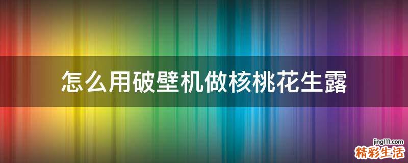 怎么用破壁机做核桃花生露
