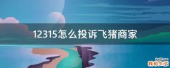 12315怎么投诉飞猪商家
