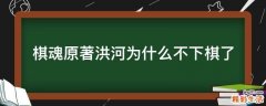 棋魂原著洪河为什么不下棋了