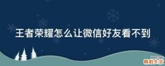 王者荣耀怎么让微信好友看不到
