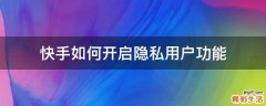 快手如何开启隐私用户功能