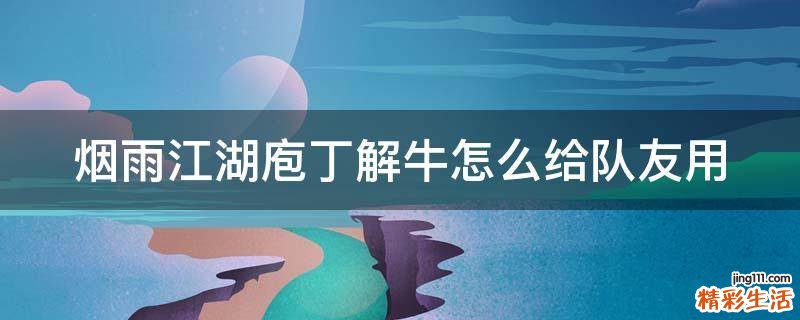 烟雨江湖庖丁解牛怎么给队友用