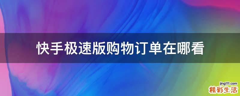 快手极速版购物订单在哪看