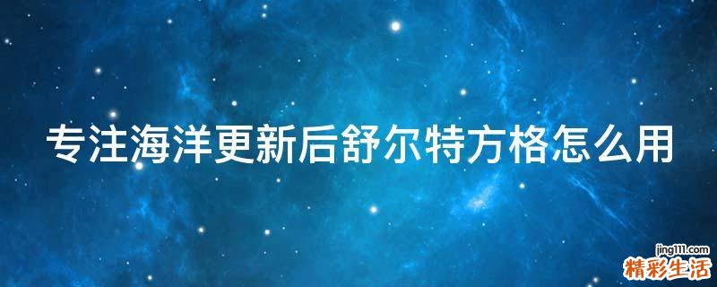 专注海洋更新后舒尔特方格怎么用