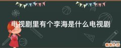 电视剧里有个李海是什么电视剧