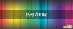 括号咋用呢