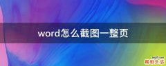 word怎么截图一整页