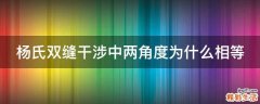 杨氏双缝干涉中两角度为什么相等