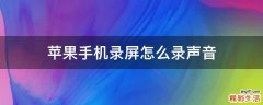 苹果手机录屏怎么录声音