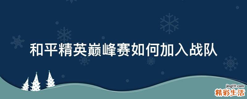 和平精英巅峰赛如何加入战队
