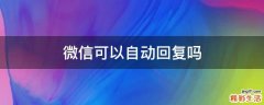 微信可以自动回复吗