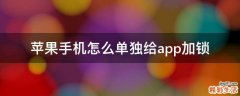 苹果手机怎么单独给app加锁