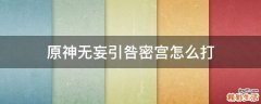 原神无妄引咎密宫怎么打