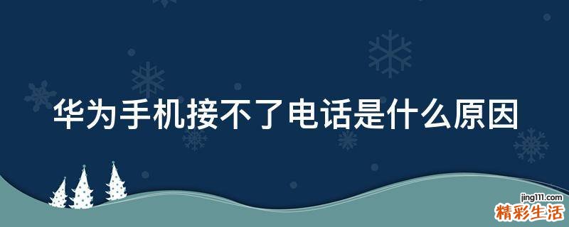 华为手机接不了电话是什么原因