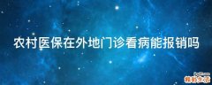 农村医保在外地门诊看病能报销吗