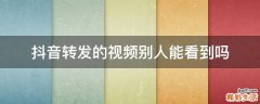 抖音转发的视频别人能看到吗