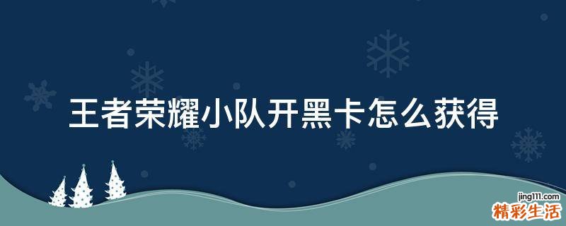 王者荣耀小队开黑卡怎么获得