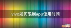 vivo如何限制app使用时间