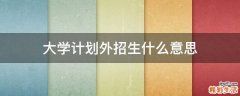 大学计划外招生什么意思