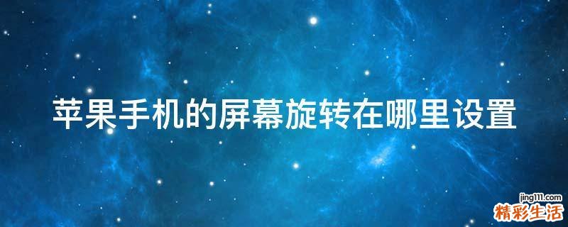 苹果手机的屏幕旋转在哪里设置