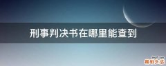 刑事判决书在哪里能查到