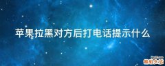 苹果拉黑对方后打电话提示什么
