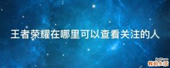 王者荣耀在哪里可以查看关注的人