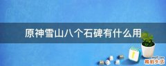 原神雪山八个石碑有什么用