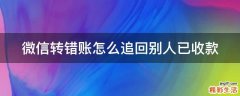 微信转错账怎么追回别人已收款