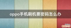 oppo手机刷机要密码怎么办