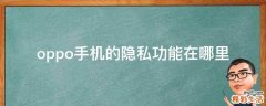 oppo手机的隐私功能在哪里