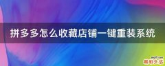 拼多多怎么收藏店铺一键重装系统