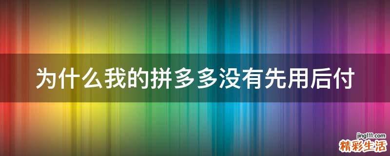 为什么我的拼多多没有先用后付