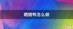 晒腊鸭怎么做