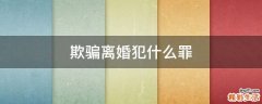 欺骗离婚犯什么罪