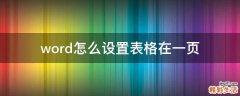 word怎么设置表格在一页