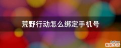 荒野行动怎么绑定手机号